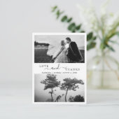 Einfache moderne Minimalistische 2-Foto Hochzeit V Postkarte (Stehend Vorderseite)