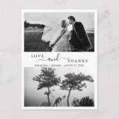 Einfache moderne Minimalistische 2-Foto Hochzeit V Postkarte (Vorderseite)