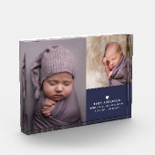 Einfache moderne Minimalistische Baby Boy Geburtsd Fotoblock (Links)
