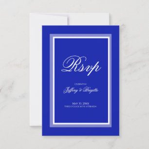 Einfache moderne minimalistische blaue Hochzeit rs RSVP Karte