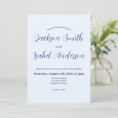 Einfache moderne minimalistische Blauen Hochzeit E Save The Date (Stehend Vorderseite)