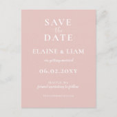 Einfache moderne Minimalistische Blush-Hochzeit Ankündigungspostkarte (Vorderseite)
