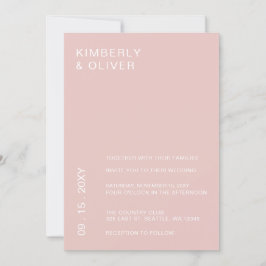 Einfache moderne Minimalistische Blush-Hochzeit Einladung
