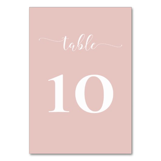 Einfache moderne Minimalistische Blush-Hochzeit Tischnummer (Vorderseite)