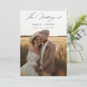 Einfache moderne Minimalistische Boho 2 Foto Hochz Einladung (Stehend Vorderseite)
