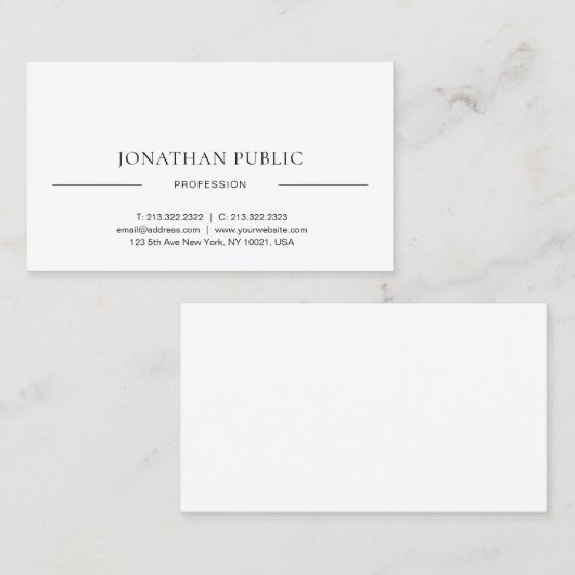 Einfache moderne, Minimalistische Designvorlage Visitenkarte (Vorne/Hinten)