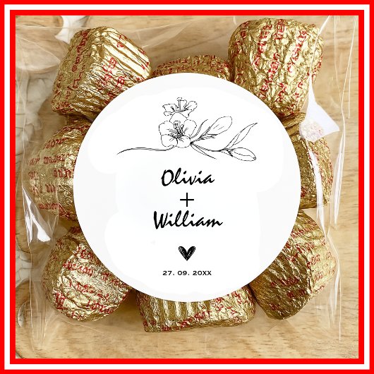 Einfache moderne Minimalistische Elegante Blume Ho Runder Aufkleber