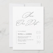 Einfache moderne minimalistische elegante Skript-H Save The Date (Vorderseite)