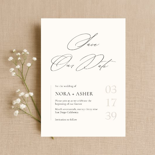 Einfache moderne minimalistische elegante Skript-H Save The Date