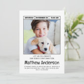 Einfache moderne Minimalistische Foto erste Bestät Einladung (Stehend Vorderseite)