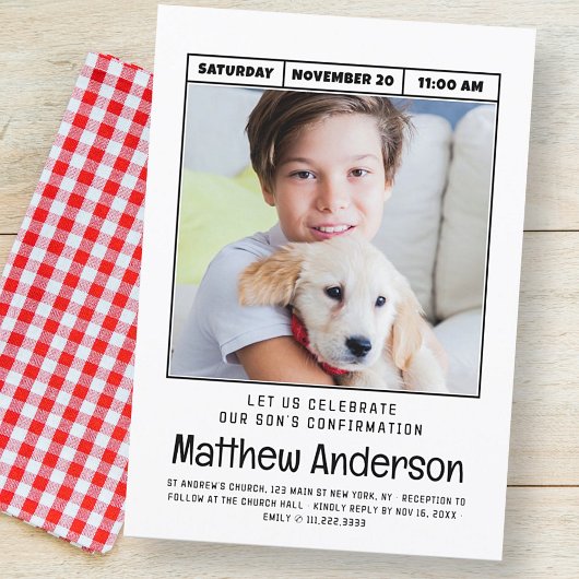 Einfache moderne Minimalistische Foto erste Bestät Einladung