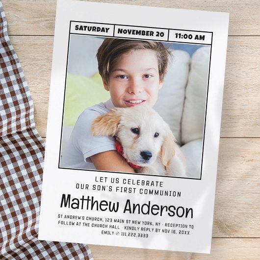 Einfache moderne Minimalistische Foto First Commun Einladung