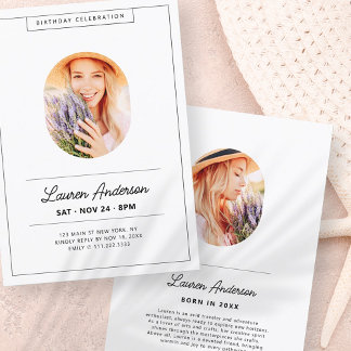 Einfache moderne Minimalistische Foto Geburtstagsp Einladung