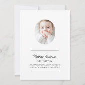 Einfache moderne Minimalistische Foto Heilige Tauf Einladung (Rückseite)