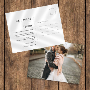 Einfache Moderne Minimalistische Foto Hochzeit Einladungspostkarte