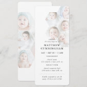 Einfache moderne Minimalistische Fotocollage Taufe Einladung (Vorne/Hinten)