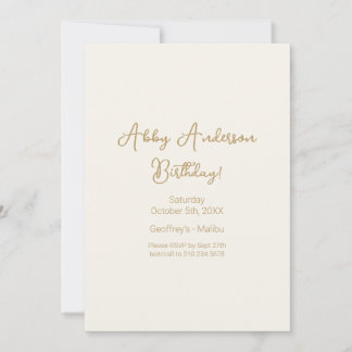 Einfache, moderne Minimalistische Goldschrift | Gr Einladung