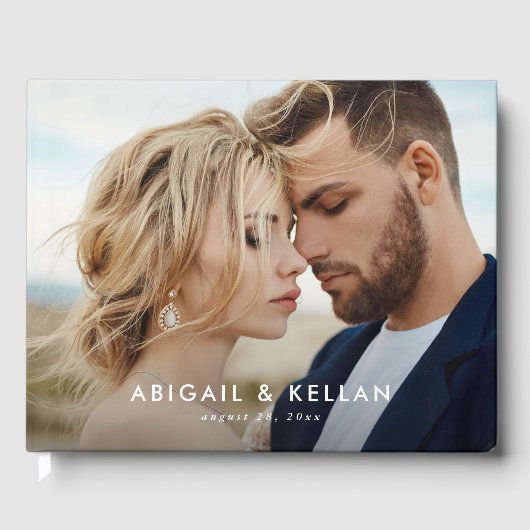 Einfache moderne Minimalistische Hochzeit des Foto Gästebuch (Vorderseite)