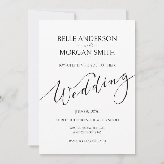 Einfache, moderne, minimalistische Hochzeit Einladung (Vorderseite)