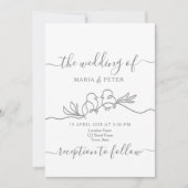 Einfache moderne Minimalistische Hochzeit Einladung (Vorderseite)