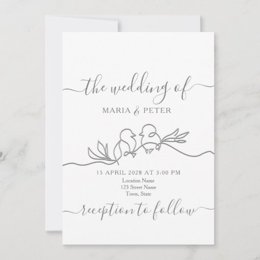 Einfache moderne Minimalistische Hochzeit Einladung (Vorderseite)