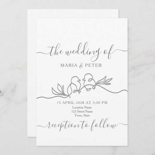 Einfache moderne Minimalistische Hochzeit Einladung (Vorne/Hinten)