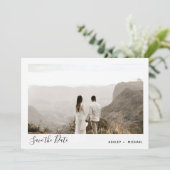 Einfache moderne Minimalistische Hochzeit mit 2 Fo Save The Date (Stehend Vorderseite)