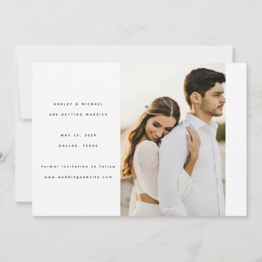 Einfache moderne Minimalistische Hochzeit mit 2 Fo Save The Date (Rückseite)