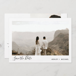 Einfache moderne Minimalistische Hochzeit mit 2 Fo Save The Date