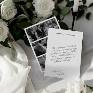 Einfache moderne Minimalistische Hochzeit mit 3 Fo Dankeskarte