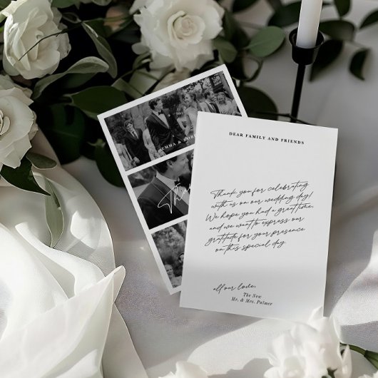 Einfache moderne Minimalistische Hochzeit mit 3 Fo Dankeskarte