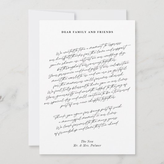 Einfache moderne Minimalistische Hochzeit mit 3 Fo Dankeskarte (Rückseite)