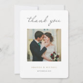 Einfache moderne Minimalistische Hochzeit mit Blac Dankeskarte (Vorderseite)