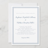 Einfache moderne Minimalistische Hochzeit mit blau Einladung (Vorderseite)