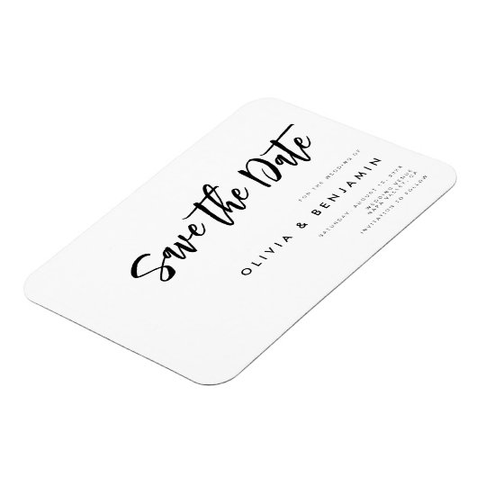 Einfache moderne Minimalistische Hochzeit rettet d Magnet (Linke Seite)