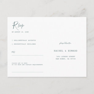 Einfache moderne Minimalistische Hochzeit RSVP Postkarte