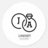 Einfache moderne Minimalistische Hochzeitsklassik Runder Aufkleber (Vorderseite)