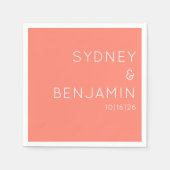 Einfache moderne Minimalistische Hochzeitskoralle Serviette (Vorderseite)