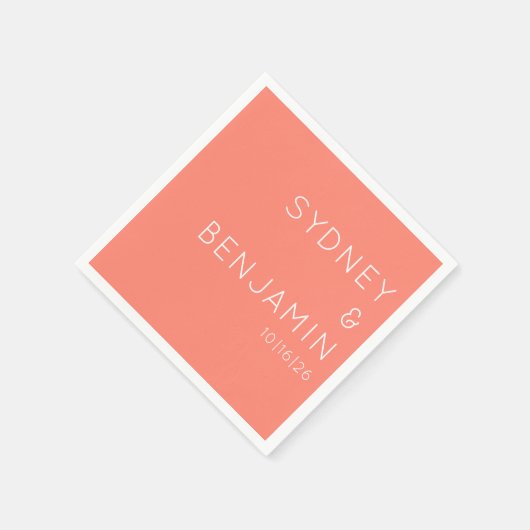 Einfache moderne Minimalistische Hochzeitskoralle Serviette (Ecke)