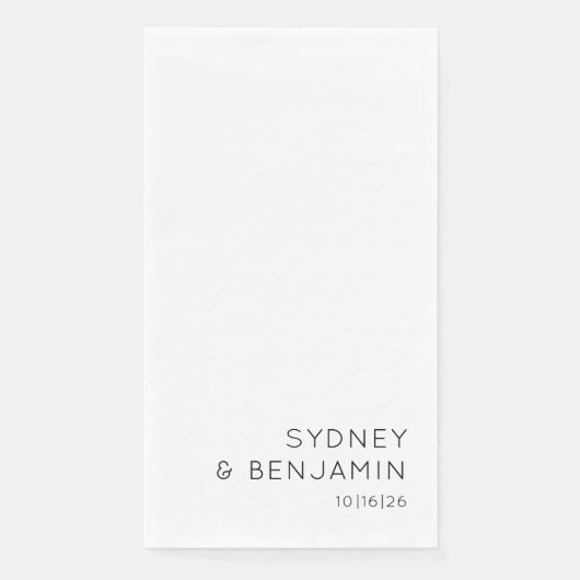 Einfache, moderne Minimalistische Hochzeitswein Serviette (Vorderseite)
