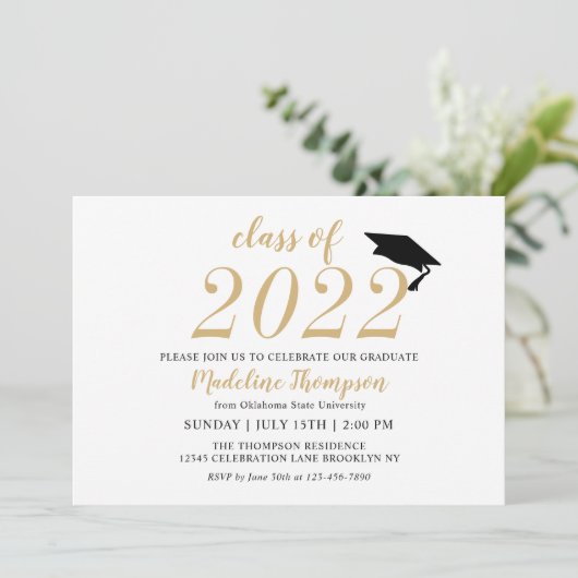 Einfache moderne Minimalistische Klasse von Abschl Einladung (Stehend Vorderseite)