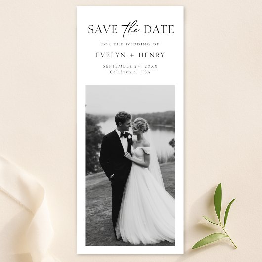 Einfache moderne minimalistische Lesezeichen-Foto- Save The Date