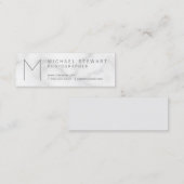 Einfache, moderne, Minimalistische Marmormonogramm Mini Visitenkarte (Vorne/Hinten)