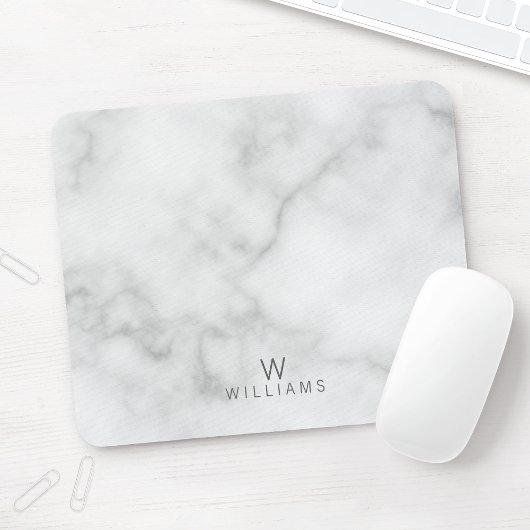 Einfache, moderne, Minimalistische Marmormonogramm Mousepad