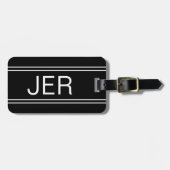 Einfache moderne Minimalistische Mit Monogramm Sch Gepäckanhänger (Vorderseite horizontal)