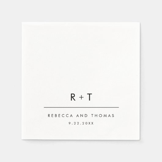 Einfache moderne Minimalistische Monogramm-Hochzei Serviette (Vorderseite)