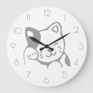 Einfache, moderne Minimalistische Niedliche Katze Große Wanduhr