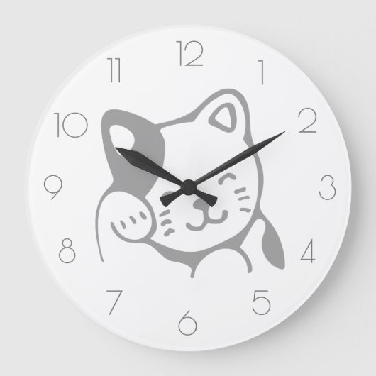 Einfache, moderne Minimalistische Niedliche Katze Große Wanduhr (Vorderseite)