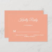 Einfache moderne Minimalistische Peach Wedding RSV RSVP Karte (Vorne/Hinten)