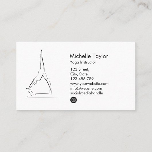 Einfache moderne Minimalistische Pilates-Fitness Visitenkarte (Rückseite)